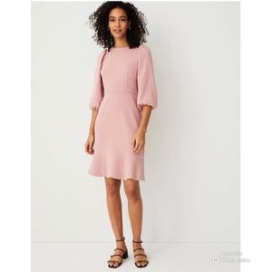 NEW Ann Taylor Doubleweave Puff Sleeve Pink Dress size 6P